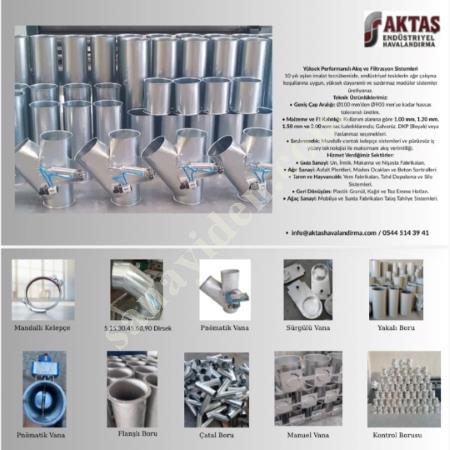 AKIŞ BORUSU, MANDALLI KELEPÇE VE FİLTRASYON BORU EKİPMANLARI, Toz Toplama - Emme Makineleri