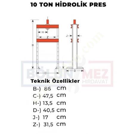 10 TON HİDROLİK PRES, Atölye Tipi Pres