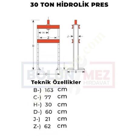 30 TON HİDROLİK PRES, Atölye Tipi Pres