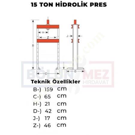 15 TON HİDROLİK PRES, Atölye Tipi Pres