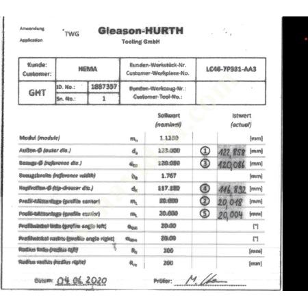 GLEASON 300TWG ELMAS BİLEME DİSKİ M:1.125 PA:20° - Q123X40XQ52 (GDW-I DRESSİNG DİSC), Hırdavat Ve Nalbur