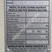 ŞAHİNLER HPK-50 MODEL PROFİL VE  BORU BÜKME MAKİNESİ 2. EL, Makina