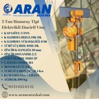3 TON MONORAY TİPİ ELEKTRİKLİ ZİNCİRLİ VİNÇ,