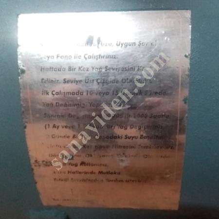 SATILIK İKİNCİEL TEK KAFA TRİFAZE PİSTONLU KOMPRESÖR 100 LİTRE, Makina