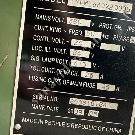 YUNNAN TORNA  ÇAP 660 BOY 2000 FENER MİLİ 105 MAKİNA DENİZLİ MAĞAZAMIZDA, Makina