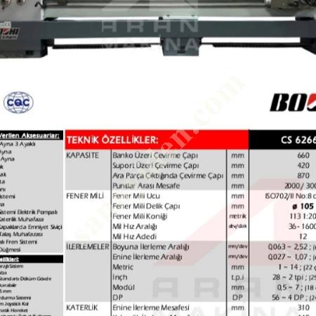 BAOJİ TORNA KAMPANYA  800X3000 STOKTAN HEMEN TESLİMDİR  0536 709 41 57, Makina