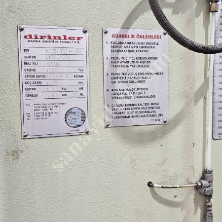 100 TON DİRİNLER LAMİNASYON PRESİ SERVİSTEN GARANTİLİ VERİLECEKTİR, Eksantrik Pres