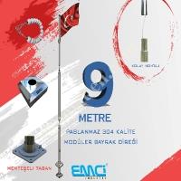 EMCİ 9 METRE 304 KALİTE MODÜLER PASLANMAZ BAYRAK DİREĞİ,