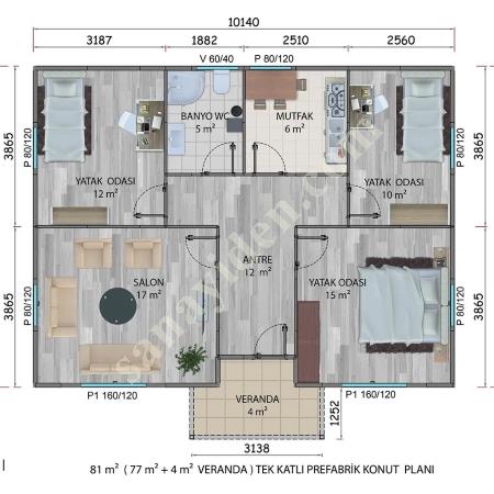 82 M2 TEK KATLI PREFABRIK EV, Container House Prices With Roof - Prefabricated Buildings - Container
