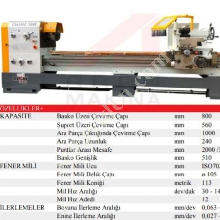 BAOJİ TORNA  ÇAP 800 BOY 3000 FENER MİLİ105 STOKTAN HEMEN TESLİMDİR, Makina