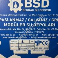 6 TON (6 M³) BERRAK MARKA MODÜLER SU DEPOSU PASLANMAZ + GALVANİZ, Endüstriyel Mutfak