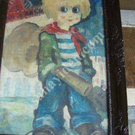 RESİM TABLO 65 SENE LİK YAĞLI BOYA İLE YAPİLMIŞ COCUK RESMİSAĞLAM TEMİZ, Diğer