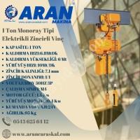 1 TON MONORAY TİPİ ELEKTRİKLİ ZİNCİRLİ VİNÇ,