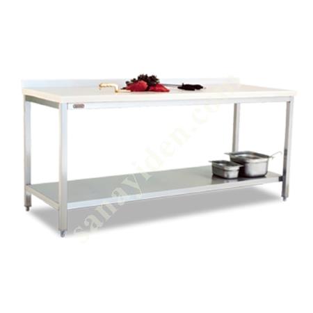 BENCH WITH POLYETHYLENE TABLE (WITH FLOOR SHELF), Industrial Kitchen