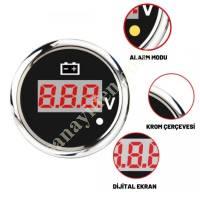 DIGITAL VOLTMETER BLACK - WITH ALARM WARNING LED - BOAT - CARAVAN, Caravan And Spare Parts