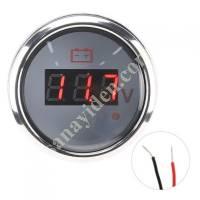 DIGITAL VOLTMETER WHITE - WITH ALARM WARNING LED - BOAT - CARAVAN, Caravan And Spare Parts