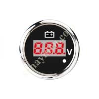 DIGITAL VOLTMETER BLACK - WITH ALARM WARNING LED - BOAT - CARAVAN,