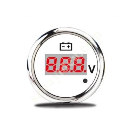 DIGITAL VOLTMETER WHITE - WITH ALARM WARNING LED - BOAT - CARAVAN, Caravan And Spare Parts