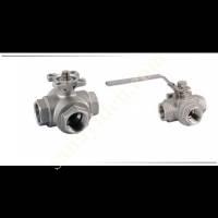 3/2 WAY 3-PIECE THREADED STAINLESS BALL VALVE,