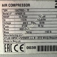 ATLAS COP-CO GA37VSD+FF KOMPRESÖR (YETKİLİ SERVİS BAKIMLI), Vidalı Kompresör