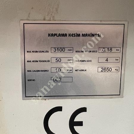 6) FNT MARKA  KG 3100 MODEL PANEL KESİM MAKİNESİ 2. EL, Makina