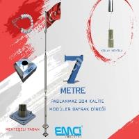 EMCİ 7 METRE 304 KALİTE MODÜLER PASLANMAZ BAYRAK DİREĞİ,