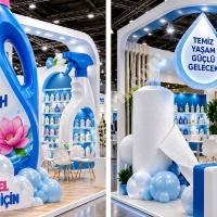 TEMİZLİK VE HİJYEN FUARI İÇİN ÖZEL STAND DEKORU VE DEV ÜRÜN MAKETLERİ,