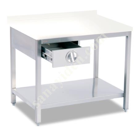 (FLOOR SHELF-SINGLE DRAWER) POLYETHYLENE TOP BENCH, Industrial Kitchen