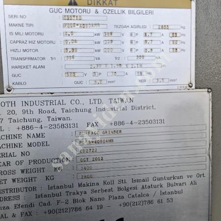 TAİWAN SATIH TASLAMA  400X800 05367094157, Makina