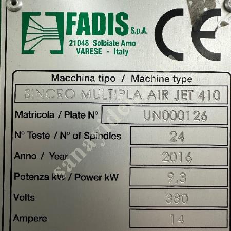 SANAYİ TİPİ İPLİK PUNTALAMA MAKİNESİ – FADIS AIR JET 410, Makina