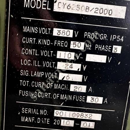 YUNNAN TORNA  ÇAP 500 BOY 2000 FENER MİLİ 82 TÜM BAKIMLARI YAPILMIŞTİR, Makina