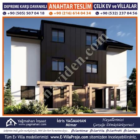 SERVİLLA ÇELİK VİLLA, EV VİLLA PROJELERİ - WCB1388 MODELİ, Çelik Konstrüksiyon