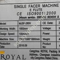 TEK YÜZ OLUKLU HATTI ROYAL PACKİNG MJSGL-1, Makina