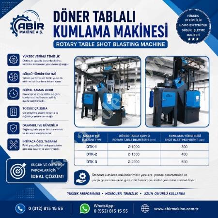 DÖNER TABLALI KUMLAMA MAKİNESİ – DÖKÜM, DÖVME VE HASSAS METAL PARÇALAR İÇİN-ABİR MAKİNE A.Ş., Makina