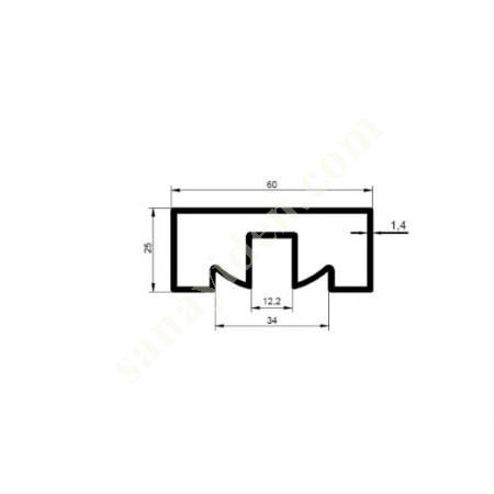 25 X 60 ORTADAN CAMLI ÜRÜNLER | KÜPEŞTE PROFİLLERİ, Alüminyum