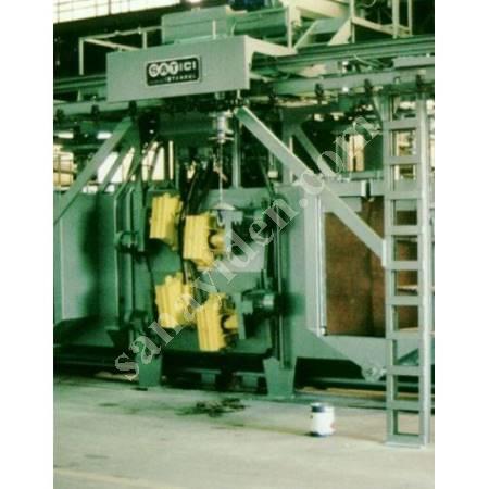 CONTINUOUS MONORAI HANGING TYPE SANDBLASTING MACHINE, Suspended Blasting