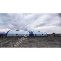 TENT 8X30 DOUBLE FLOOR YELLOW GALVANIZED ANIMAL TENT, Livestock Machinery