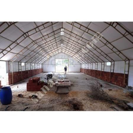 TENT 8X30 DOUBLE FLOOR YELLOW GALVANIZED ANIMAL TENT, Livestock Machinery