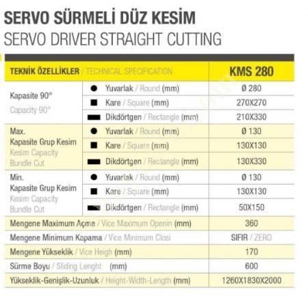 KMS 280-V KESMAK SERVO SÜRÜCÜLÜ ŞERİT TESTERE, Kesim Ve İşleme Makineleri