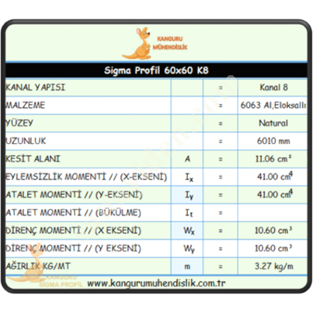 60X60 SİGMA PROFİL K10, Profil-Sac-Döküm