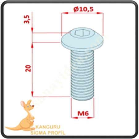 CHANNEL 6 FACE BOLT, Profile Fasteners