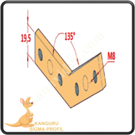 45X45 135° FITTING PIECE, Profile Fasteners