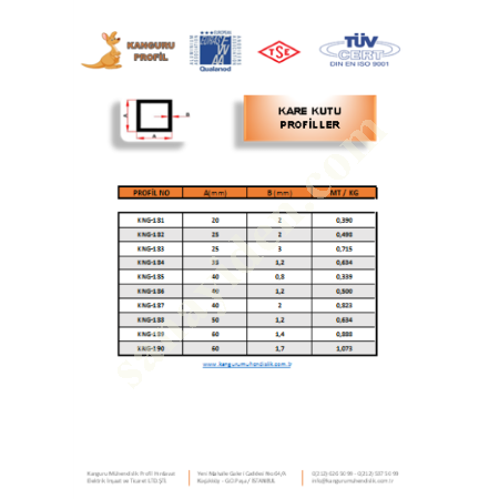 SQUARE BOX PROFILES, Profile- Sheet-Casting