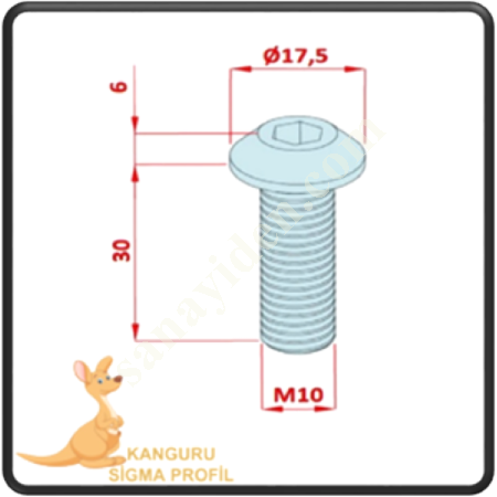 CHANNEL 10 FACE BOLT, Profile Fasteners