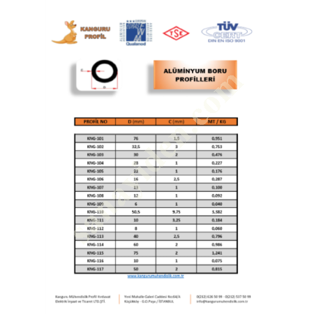 ALUMINUM PIPE PROFILES, Profile- Sheet-Casting