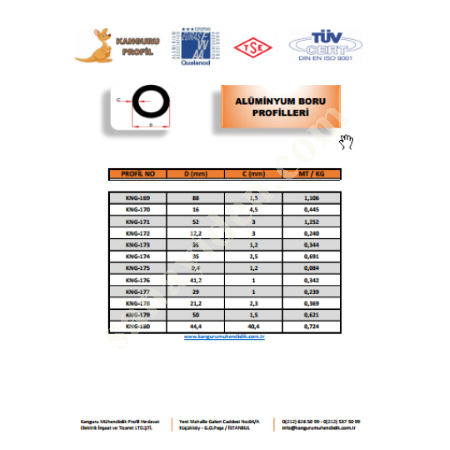 ALUMINUM PIPE PROFILES, Profile- Sheet-Casting