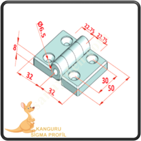 45X45 PLASTIC HINGE, Profile Fasteners