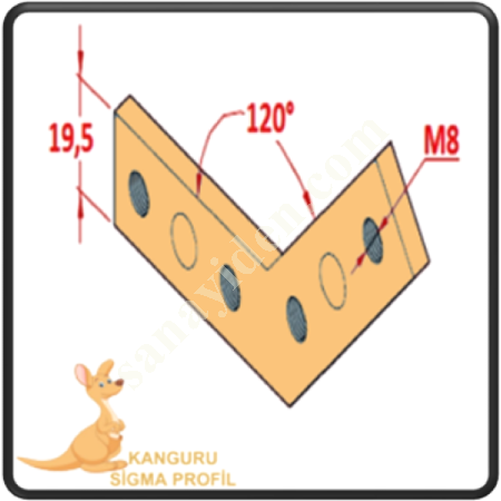 45X45 120° FITTING PIECE, Profile Fasteners