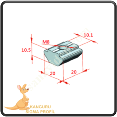 CHANNEL 10 T CHANNEL NUT M8,