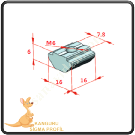 CHANNEL 8 T CHANNEL NUT M6,